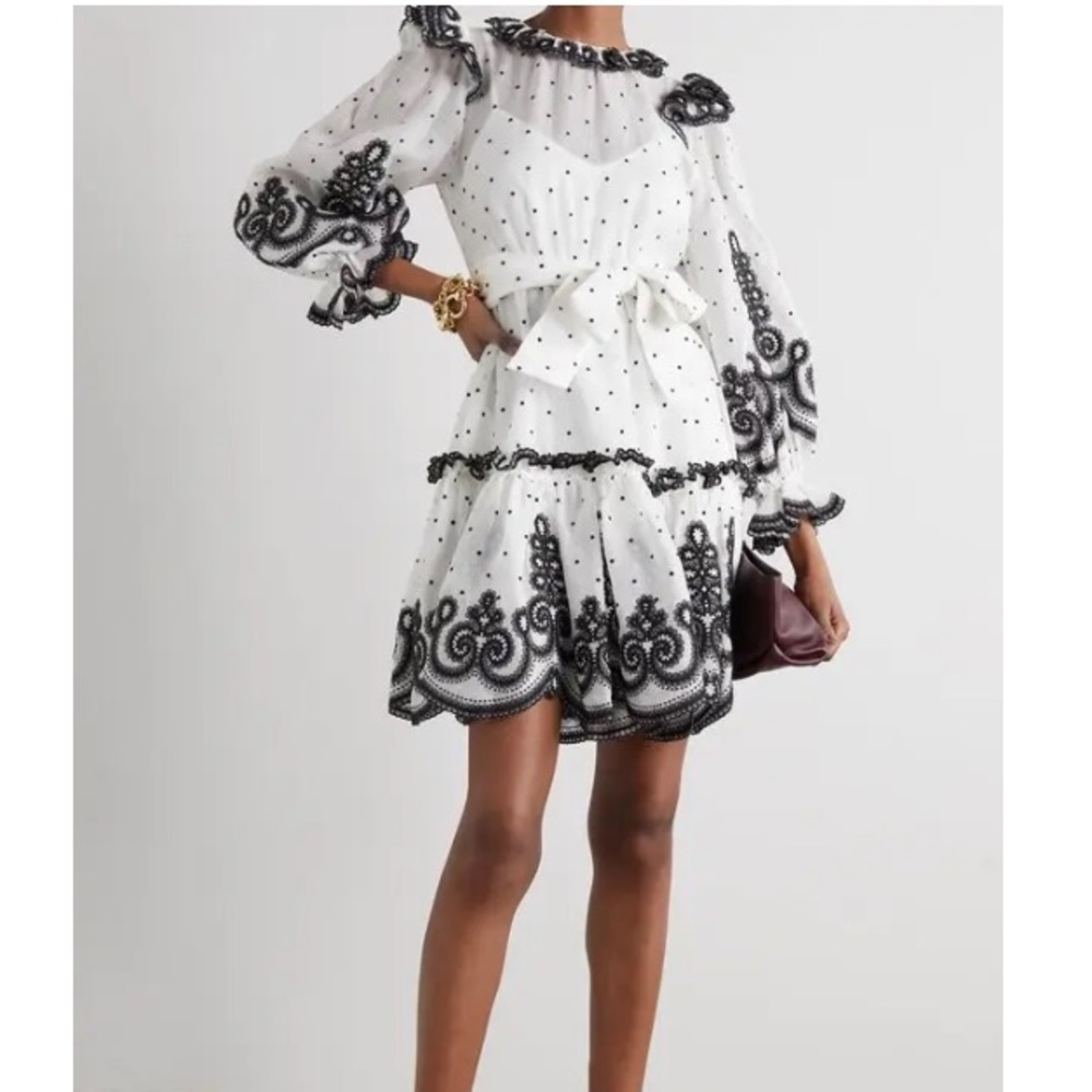 Zimmermann White and Black Mini Dress